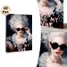 Vintage Stylish Lady Painting Poster, Edgy Retro Oil-painted Lady With Sunglasses & Bold Slogan Poster, Eye-catching Design, Ideal For Living Room_maomaolike.com