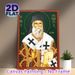 Saint Nectarios Religious Icon Painting Poster, Traditional Orthodox Style Poster, Detailed Sacred Portrait With Ornate Vestments And Halo, Suitable_maomaolike.com