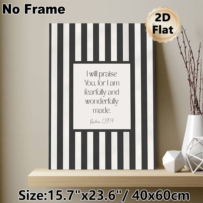Bible Verse Painting Poster, Minimalist Black & White Striped Poster, Inspirational Religious Scripture Decor Ideal For Living Room, Bedroom And Study_maomaolike.com