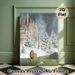 Winter Castle & Lion Themed Painting Poster, Soft Watercolor Fantasy Scene Poster, Whimsical Snowy Castle With Lion, Street Lamp And Open Book Design_maomaolike.com