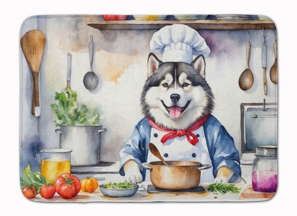 Alaskan Malamute The Chef Memory Foam Kitchen Mat Machine Washable Anti-Fatigue Mat Cushion Comfort Bath Mat Or Kitchen Rug_maomaolike.com