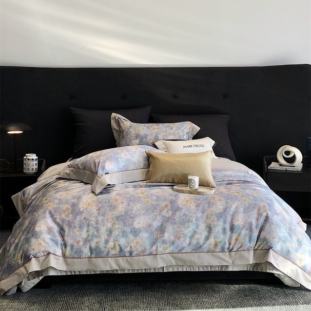 Elegant、Understated Luxury 、 High-end American Retro-style Long-staple Cotton Four-piece Set With Floral Print,_maomaolike.com