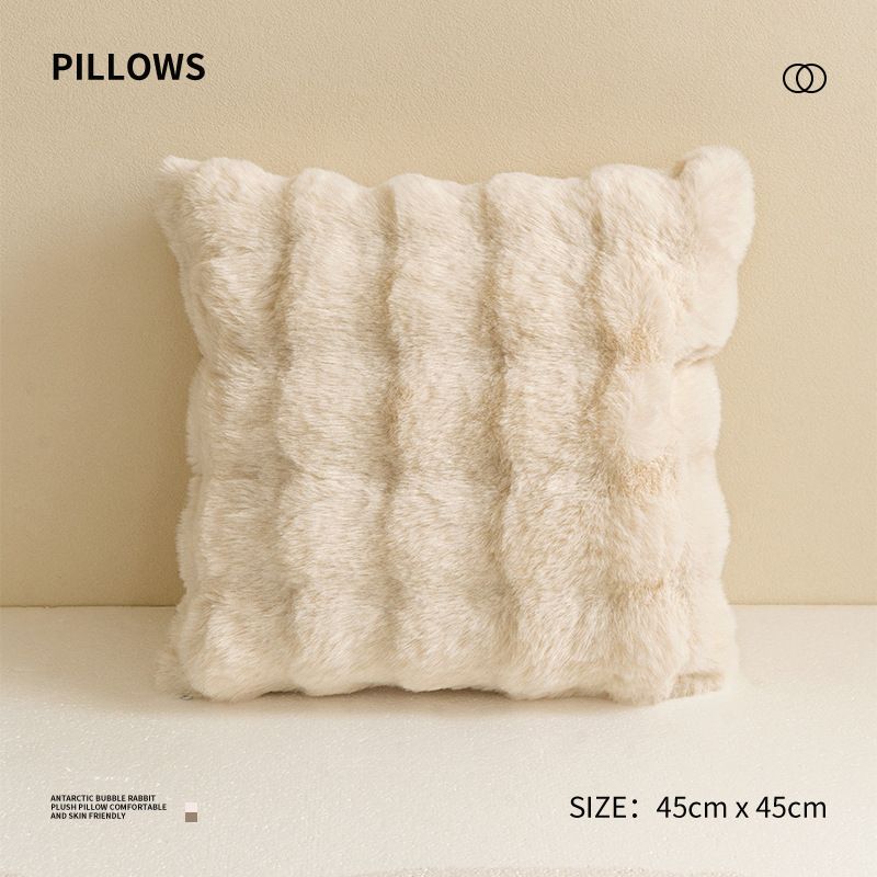 Pure Color Rabbit Fleece Sofa Living Room Pillow Thickened Sofa Cushion Back Cushion Decoration_maomaolike.com