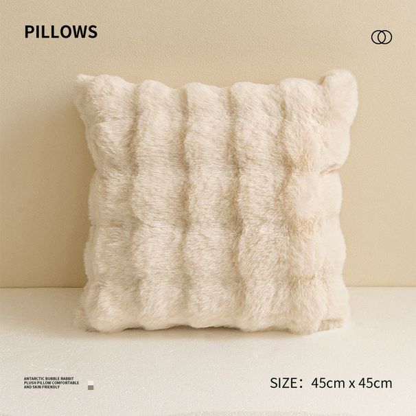 Pure Color Rabbit Fleece Sofa Living Room Pillow Thickened Sofa Cushion Back Cushion Decoration_maomaolike.com