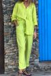 Women's 2-piece Oversized Cotton And Linen Shirt Set, High Waisted Loose Pants Set_maomaolike.com