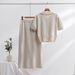 Women's Clothing high grade knitted suit spring and autumn new sweet and gentle short sleeved dress, two pieces_maomaolike.com