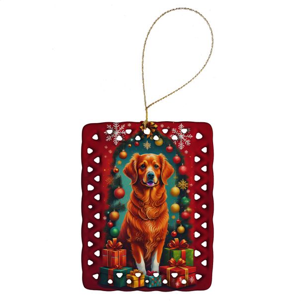 Nova Scotia Duck Toller Holiday Christmas Porcelain Ornament Christmas Tree Hanging Decorations For Home Christmas Holiday, Rectangle, Gift, Multicolor_maomaolike.com
