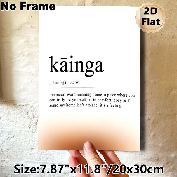 Maori "Kainga" Home Definition Painting Poster, Minimalist Typographic Text Poster, Warm Cozy Home-themed Decor Suitable For Living Room, Bedroom_maomaolike.com