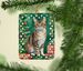 California Spangled Cat By The Christmas Tree Porcelain Ornament Christmas Tree Hanging Decorations For Home Christmas Holiday, Rectangle, Gift, Multicolor_maomaolike.com