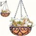 2pcs, Circular Hanging Basket, Wall Mounted Outdoor Garden Porch Balcony Decorative Flower Pot, Coconut Silk Lining_maomaolike.com
