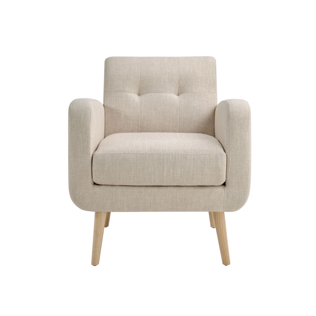 Mid-Century Modern Fabric Accent Armchair Single Sofa With Rubber Wood Legs For Living Room_maomaolike.com