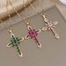 Religious Colorful Zircon Cross Necklace Jesus Prayer Gold Plated Copper Pendant Stainless Steel Chain Necklaces Jewelry_maomaolike.com