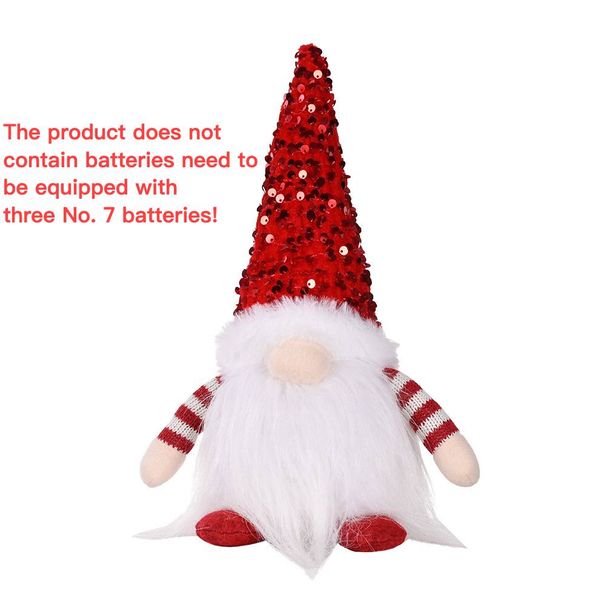 Christmas Decorations Christmas Sequin Cap With Light Rudolph Pendant Dwarf Faceless Doll Pendant_maomaolike.com