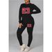 Women's Clothing Large size fat woman autumn and winter women's clothing printed personality casual two piece suit_maomaolike.com