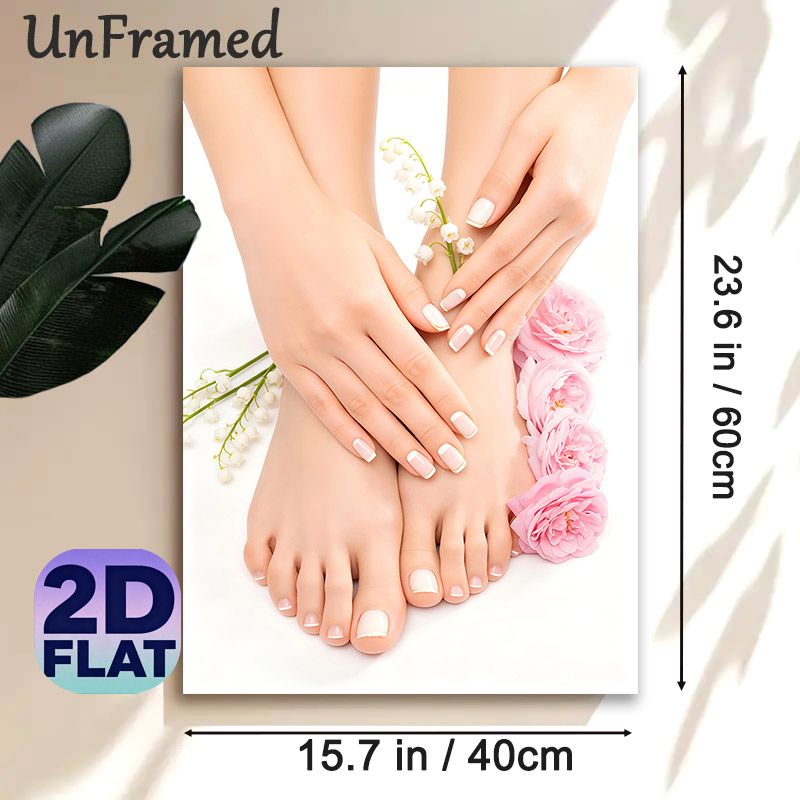 Manicure & Pedicure Themed Painting Poster, Elegant Floral Manicure & Pedicure Scene Poster, Gentle Aesthetic Decor Brings Tranquil Vibe For Beauty_maomaolike.com