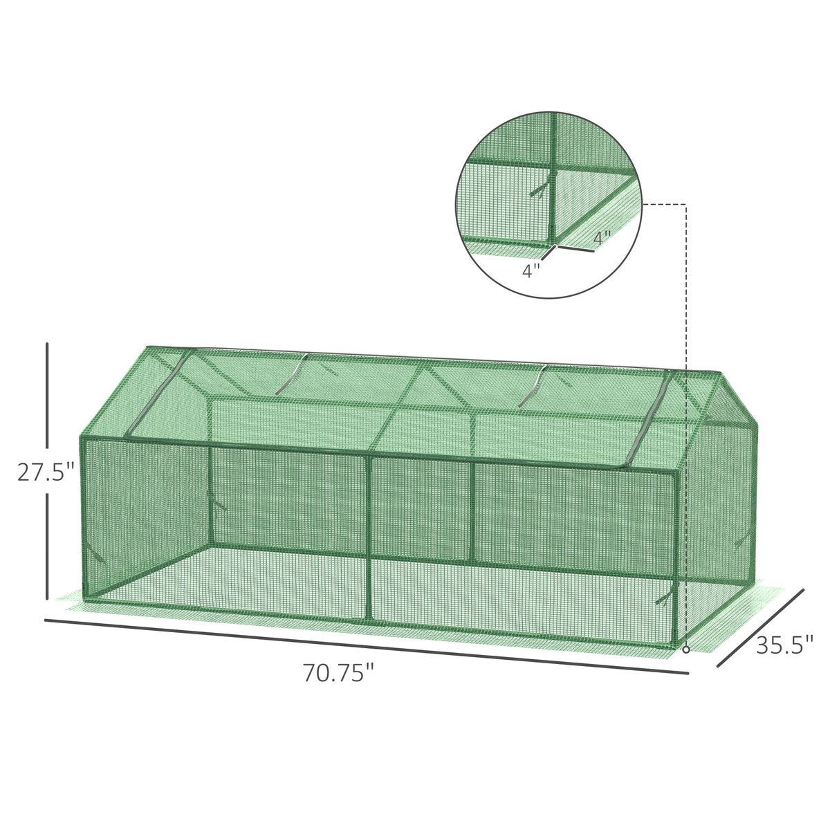 71" X 36" X 28" Mini Greenhouse Portable Hot House For Plants With Large Zipper Windows For Outdoor, Indoor, Garden, Green_maomaolike.com