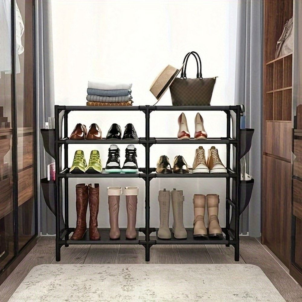 Shoe Rack With Pockets, 5-Tier Shoe Boots Organizer Freestanding Shoe Shelf For Entryway Bedroom,Clearance_maomaolike.com