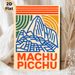 Machu Picchu Themed Painting Poster, Bold Line Art & Retro Color Poster, Stylish Landmark Decor Ideal For Living Room, Study And Travel-themed Spaces_maomaolike.com