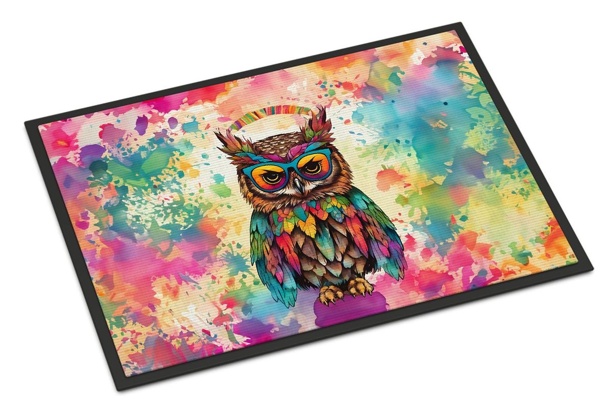 Hippie Animal Owl Doormat Front Door Mat Indoor Outdoor Rugs For Entryway, Non Slip Washable Low Pile, 24H X 36W_maomaolike.com