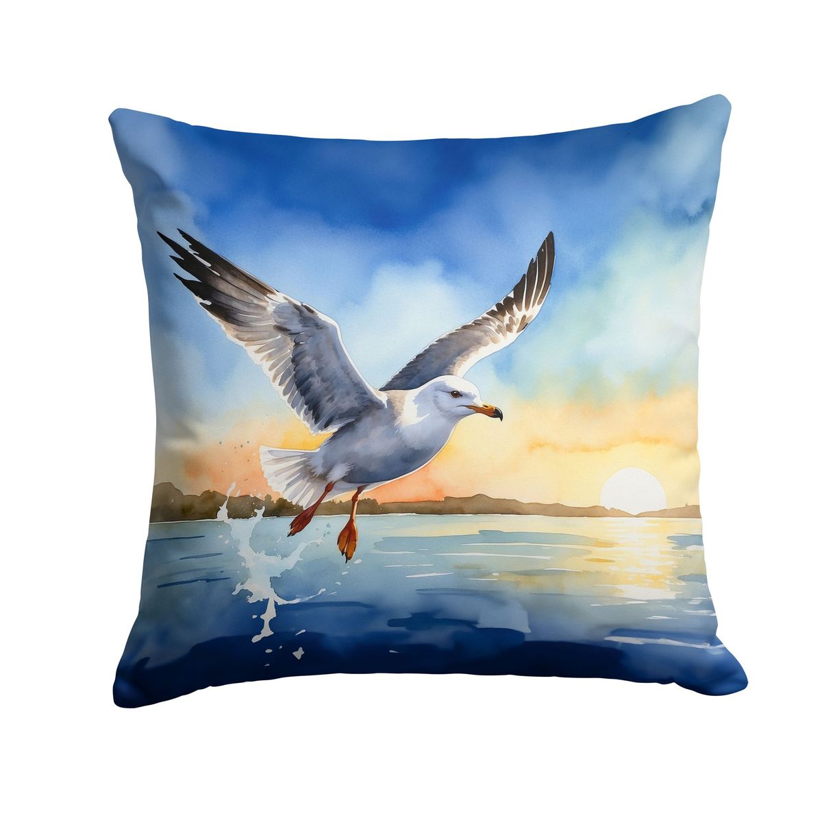 Gull Flying Low Throw Pillow Machine Washable, Indoor Outdoor Decorative Pillow For Couch, Bed Or Patio, 18Hx18W_maomaolike.com