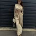 Women's clothing fashion solid color lace short long-sleeved top wide-leg pants two-piece set_maomaolike.com
