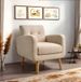 Mid-Century Modern Fabric Accent Armchair Single Sofa With Rubber Wood Legs For Living Room_maomaolike.com