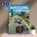 Barcelona F1 Racing Painting Poster, Vibrant Dynamic Race Track Scene Poster, Captures Thrilling Motorsport Action, Ideal For Game Room, Sports-themed_maomaolike.com