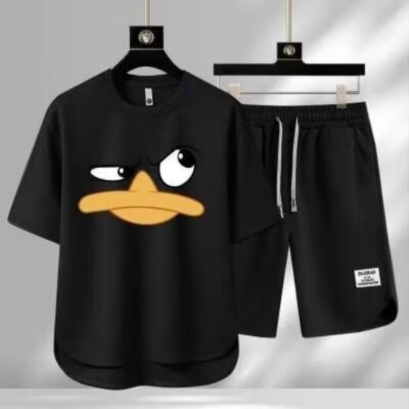 Men's Clothing 2024 Waffle Casual Summer Suit Men's Loose Teen Short sleeved T shirt Shorts Handsome Two piece Suit_maomaolike.com