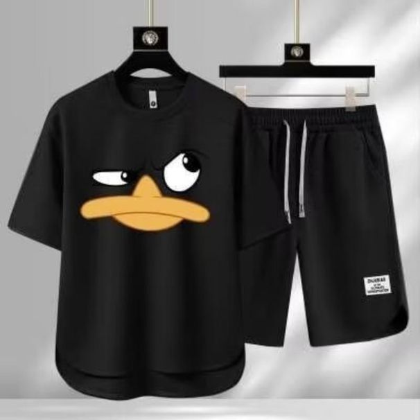 Men's Clothing 2024 Waffle Casual Summer Suit Men's Loose Teen Short sleeved T shirt Shorts Handsome Two piece Suit_maomaolike.com