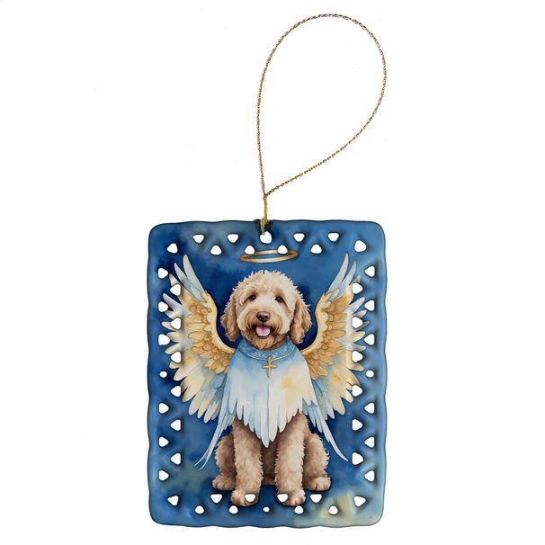 Labradoodle My Angel Porcelain Ornament Christmas Tree Hanging Decorations For Home Christmas Holiday, Rectangle, Gift, Multicolor_maomaolike.com