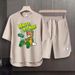 Men's Clothing 2024 Waffle Casual Summer Suit Men's Loose Teen Short sleeved T shirt Shorts Handsome Two piece Suit_maomaolike.com