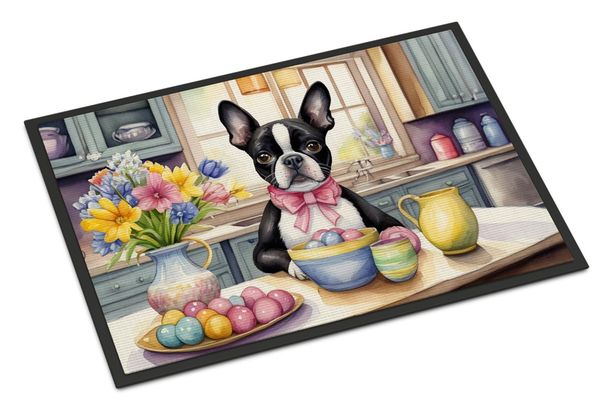 Decorating Easter Boston Terrier Doormat Front Door Mat Indoor Outdoor Rugs For Entryway, Non Slip Washable Low Pile, 24H X 36W_maomaolike.com