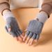 Half finger flip glove Winter Ladies cute plus fleece knit warm wool fingertip_maomaolike.com