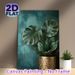Monstera & Tropical Leaves Painting Poster, Luxury Gilded Foliage Poster, Golden-trimmed Leaves In Embossed Golden Pot With Textured Teal Backdrop_maomaolike.com