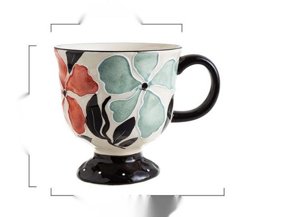 Vintage High-Foot Ceramic Coffee Mug Couple Water Household Drinking High-End Niche Cup_maomaolike.com