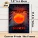 "SINNERS" Dark Themed Painting Poster, Moody Surreal Scene With Glowing Red Orb And Dimly Lit Cabin Poster, Atmospheric Dramatic Artwork Ideal For_maomaolike.com