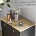 Kitchen Storage Cabinet, Sideboard Floor Cupboard With Solid Wood Top, Adjustable Shelf, And 2 Drawers, Distressed Black_maomaolike.com