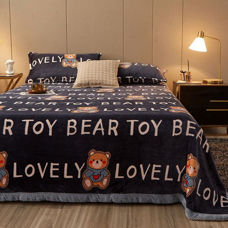 Milk Velvet Bed Piece Thickened Winter Student Dormitory Coral Blanket Sheet Fleece Surface Mat Single_maomaolike.com