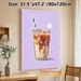 Iced Coffee Painting Poster, Vibrant Stylized Iced Coffee With Ice Cubes And Striped Straw Poster, Cozy Beverage-themed Decor Ideal For Cafe, Kitchen_maomaolike.com