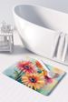 Gerbera Daisies In Watercolor Memory Foam Kitchen Mat Machine Washable Anti-Fatigue Mat Cushion Comfort Bath Mat Or Kitchen Rug_maomaolike.com