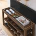 A Height-adjustable Long Shoe-changing Bench,made Of Natural Rubberwood,comes With A Comfortable Seat,concealed Storage Space And Large Storage Compartments. Features Natural Wood Grain.Brown_maomaolike.com