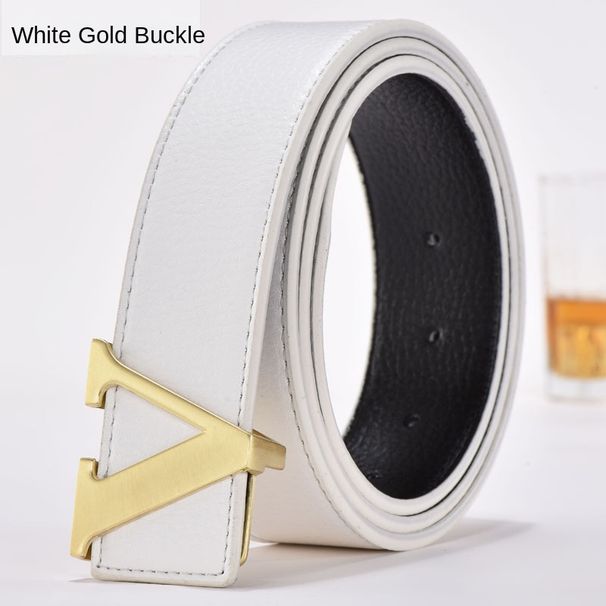 HOT New Fashion Designer Smooth Alloy Letter Buckle Leather Men's and Women's Belts_maomaolike.com