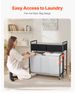 3 Section Laundry Sorter, Rolling Laundry Hamper With 2 Drawers, Hooks & Wheels, Rolling Basket Organizer Storage With Pull-Out Rolling Bags And Wooden Tabletop For Dirty Clothes, Bathroom_maomaolike.com