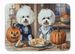 Bichon Frise Fall Kitchen Pumpkins Memory Foam Kitchen Mat Machine Washable Anti-Fatigue Mat Cushion Comfort Bath Mat Or Kitchen Rug_maomaolike.com