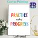 Practice Makes Progress Motivational Painting Poster, Watercolor Colorful Typography Poster, Inspirational Wall Decor Suitable For Study Space, Home_maomaolike.com