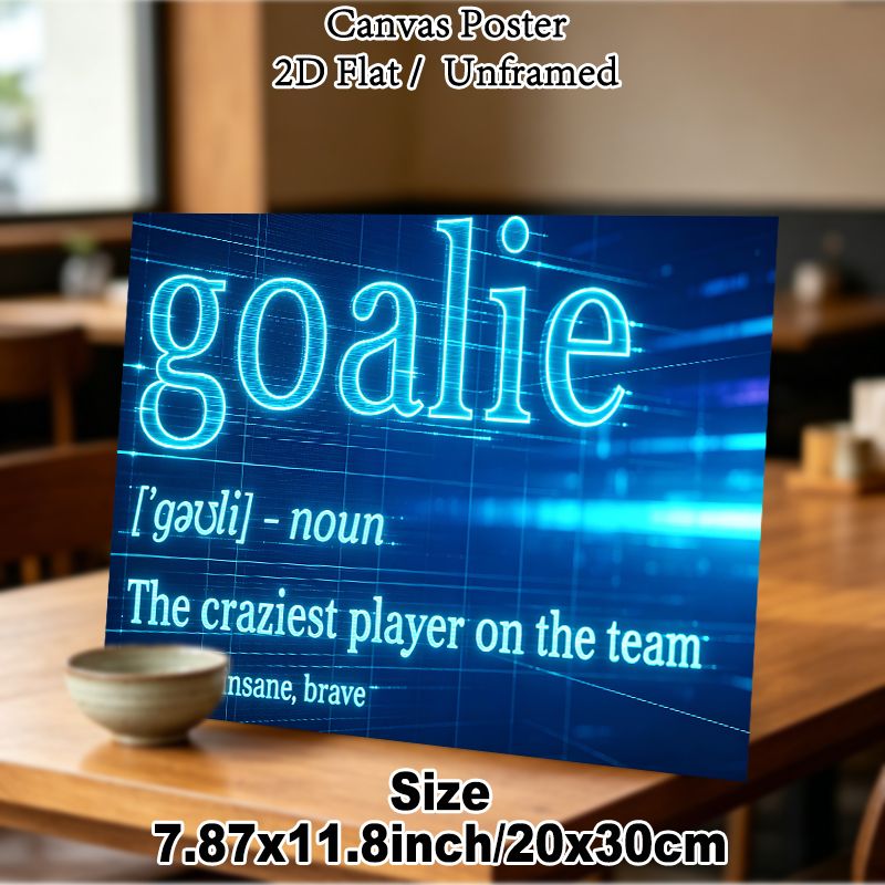 Goalie Definition Painting Poster, Neon Blue Cyber-style Text Poster, Unique Sports-themed Wall Decor Suitable For Game Rooms, Sports Lounges_maomaolike.com