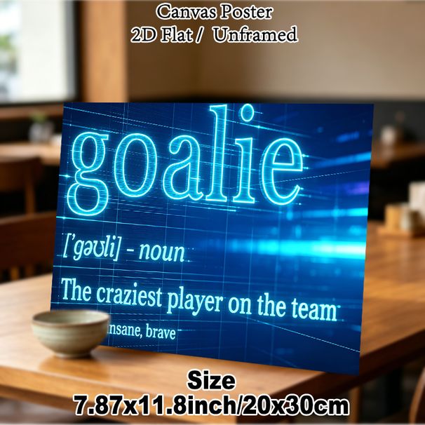 Goalie Definition Painting Poster, Neon Blue Cyber-style Text Poster, Unique Sports-themed Wall Decor Suitable For Game Rooms, Sports Lounges_maomaolike.com