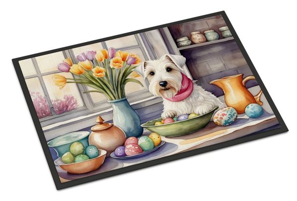 Decorating Easter Sealyham Terrier Doormat Front Door Mat Indoor Outdoor Rugs For Entryway, Non Slip Washable Low Pile, 24H X 36W_maomaolike.com