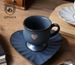 Vintage Kiln Style Coffee Cup Plate, American Latte Art Vintage Coffee Cup Set, Heart-shaped High Footed Mug_maomaolike.com