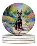 Doberman Pinscher Spring Path Large Sandstone Coasters Pack Of 4 Absorbent Round Coasters Decor Gifts For Men Or Women, 4 In, Multicolor_maomaolike.com